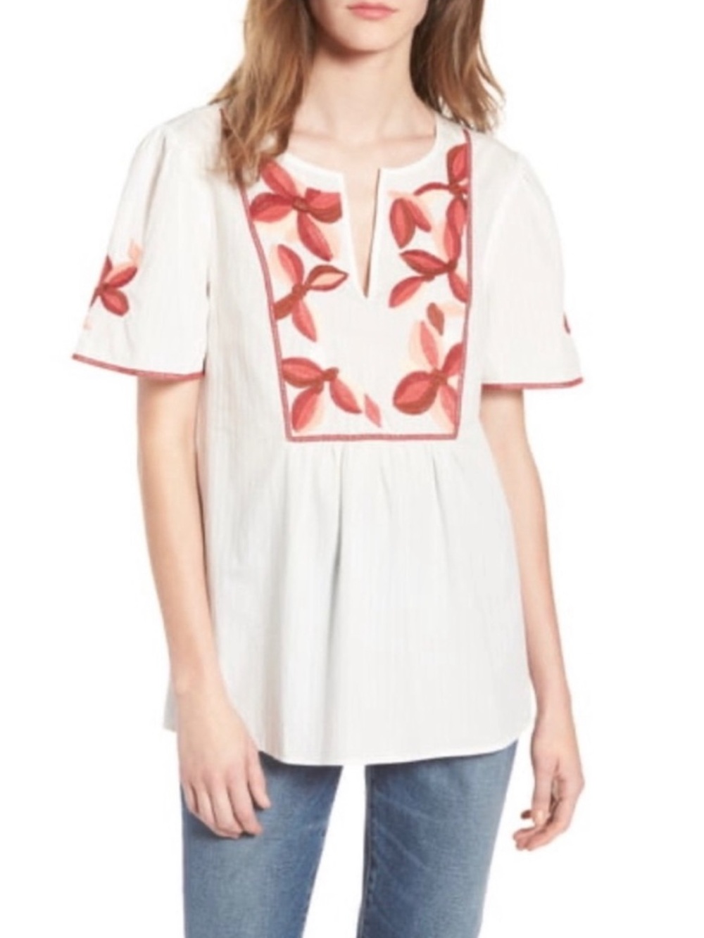 Madewell Fable Boho Embroidered Oversized Blouse size XS